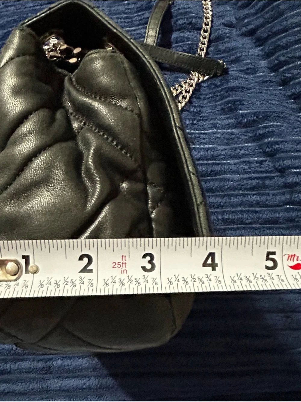 Michael Kors Black Quilted Shoulder Bag with Silver Chain